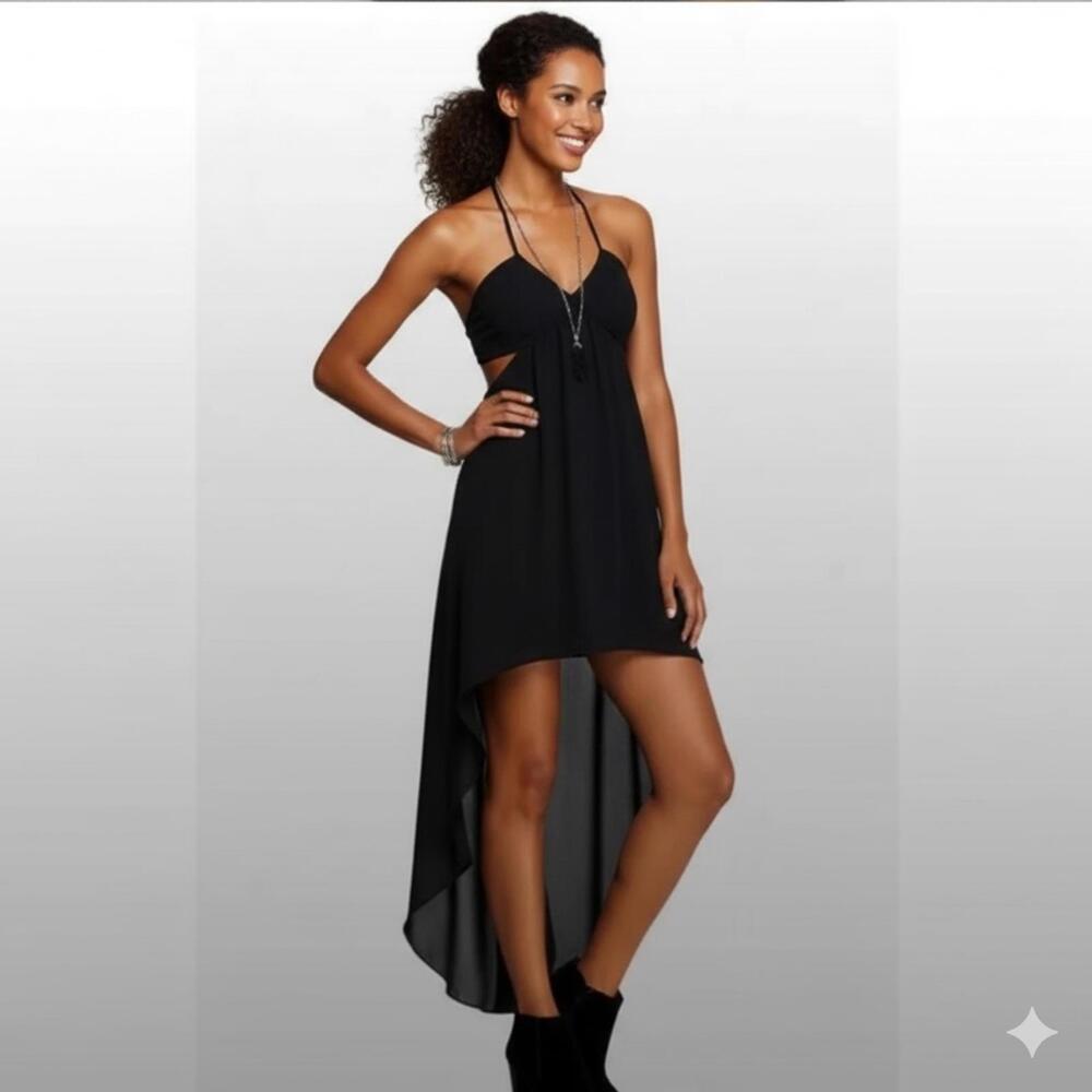 Express - Black High-Low Chiffon Open Back Cocktail Dress - 8